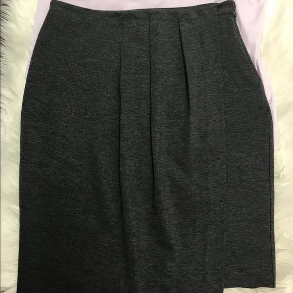 Banana Republic charcoal faux wrap pleat front skirt - Picture 3 of 8